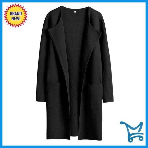 Sweaters - Open Front Knit Cardigan Sweater Coatigan Dressy Casual Jacket Classic Chic